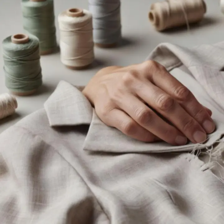 Szabó keze ruhajavítás közben, finom varrás részlete