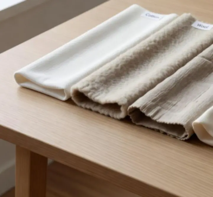 Különböző színű és textúrájú szövetminták egymás mellett