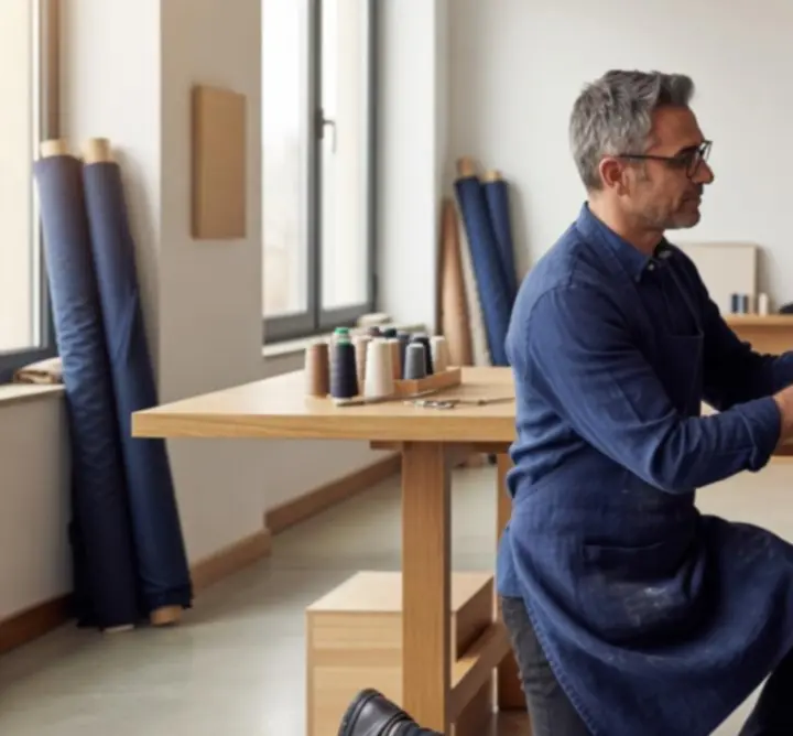 Próba a Tailor Craft Lab stúdiójában ügyféllel és szabóval.