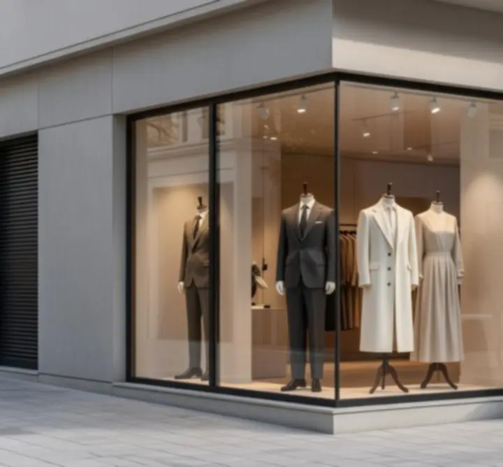 A Tailor Craft Lab modern, letisztult stúdiójának utcafronti képe