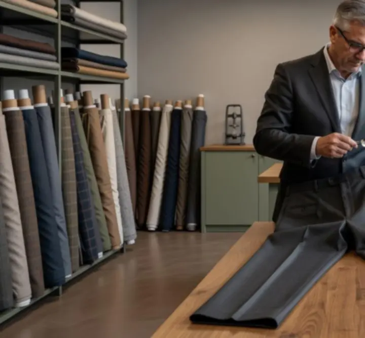 Szabó minőségellenőrzést végez egy elkészült ruhadarabon a Tailor Craft Lab műhelyben